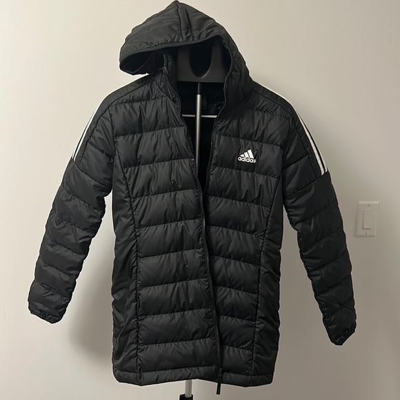 Adidas 3 stripes mid length jacket - Picture 1 of 10